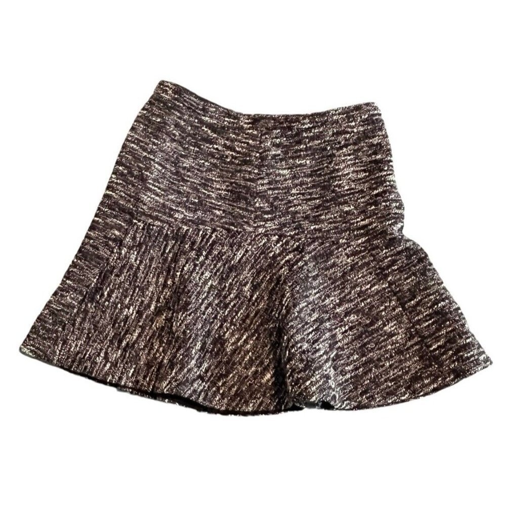 J.Crew Skatater Skirt Womens Size 2 Brown Black Heather A Line Midi Zip Side